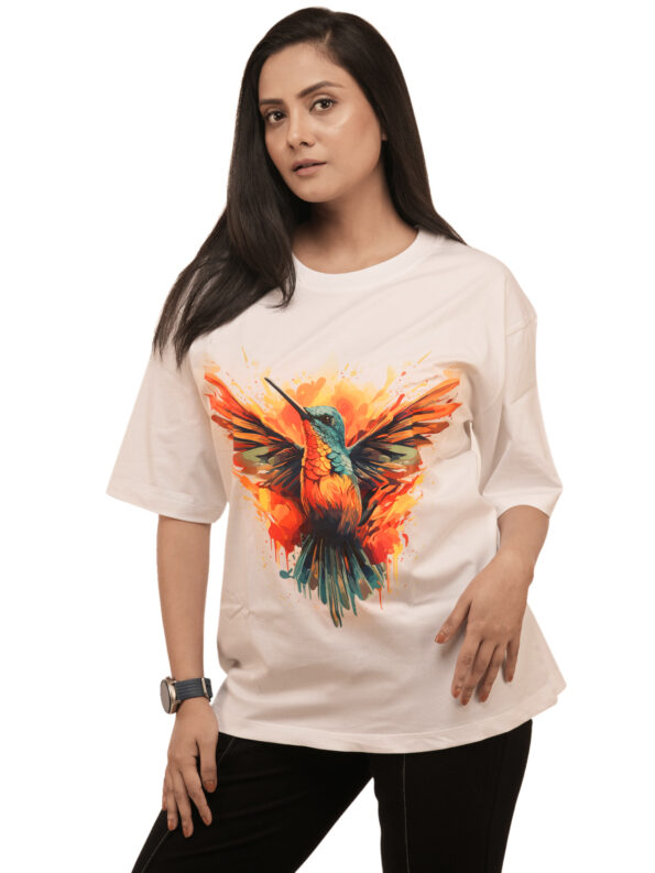 Women's Hummingbird Graphic Printed Oversized Tshirt