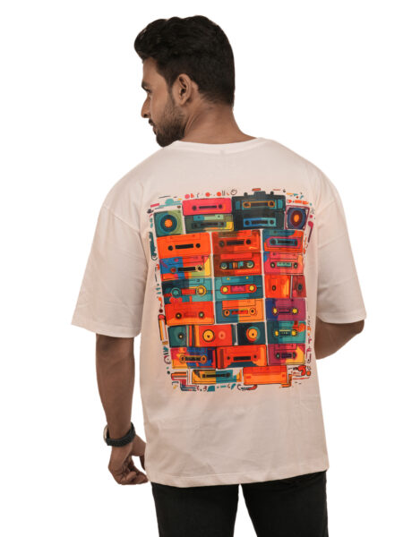 Men's Retro Cassettes Graphic Printed Oversized Tshirt