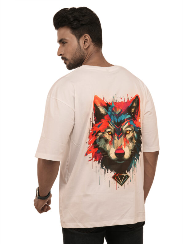 Men's Alpha Wolf Grayscale Graphic Printed Oversized Tshirt