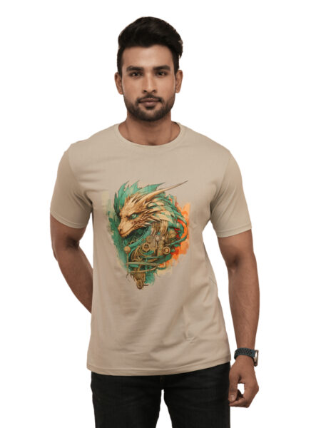 Men's Mechanical Dragon Graphic Printed Regular Tshirt