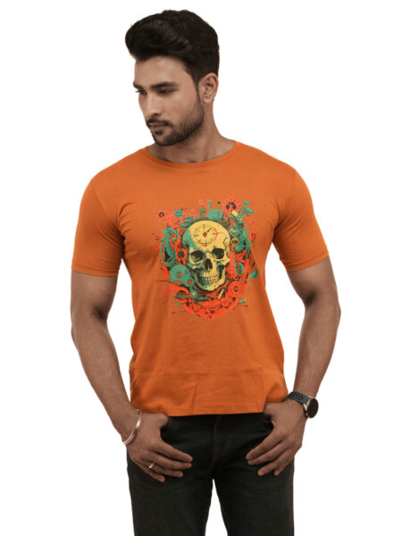 Men's Time Skull Graphic Printed Regular Tshirt