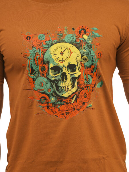 Men's Time Skull Graphic Printed Regular Tshirt