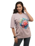 Women’s Blooming Lotus Graphic Printed Oversized Tshirt