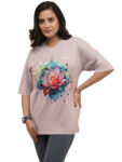 Women’s Blooming Lotus Graphic Printed Oversized Tshirt