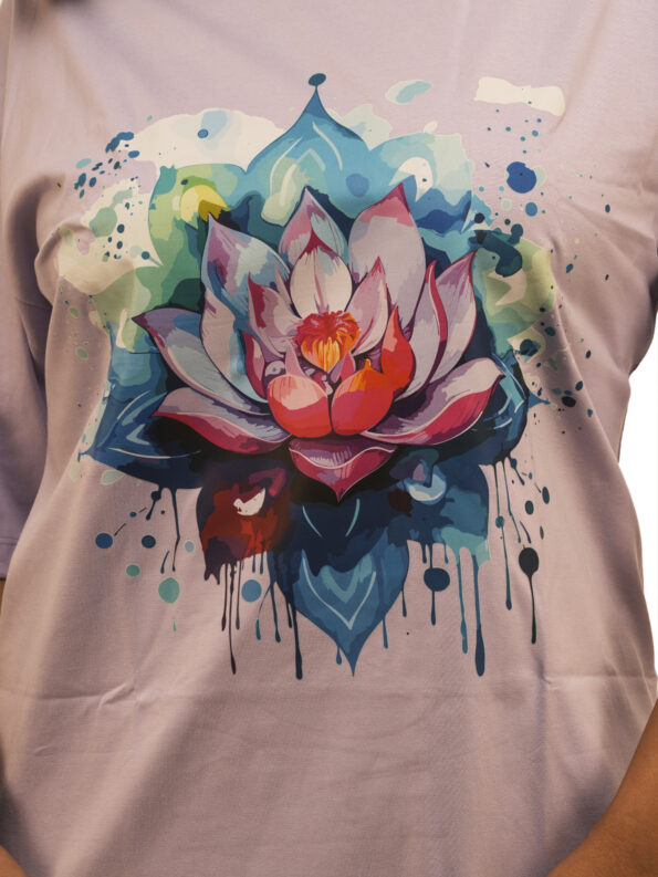 Women's Blooming Lotus Graphic Printed Oversized Tshirt