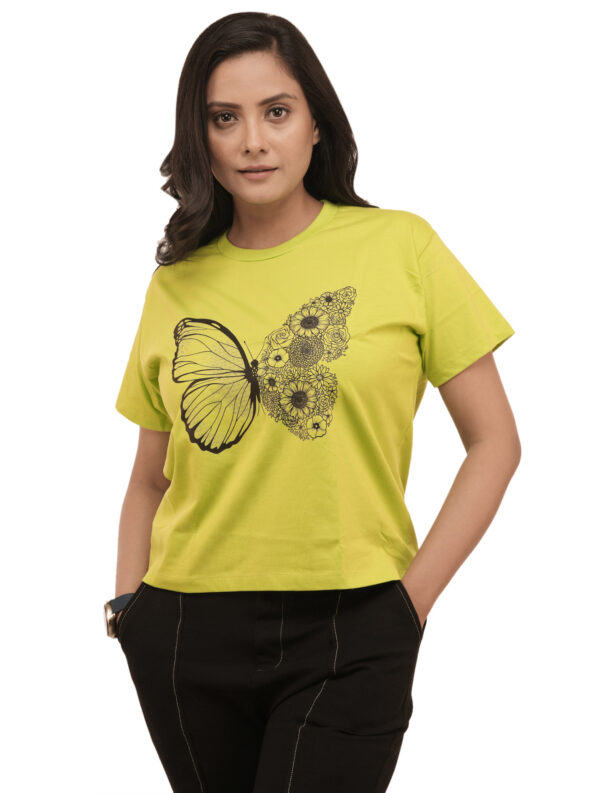 Women's Floral Butterfly Graphic Printed Regular Tshirt