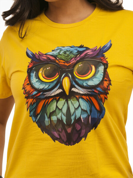 Women's Nerdy Owl Graphic Printed Regular Tshirt