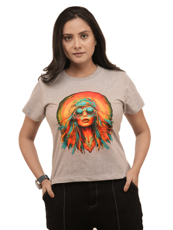 Women's Hippie Girl Graphic Printed Regular Tshirt