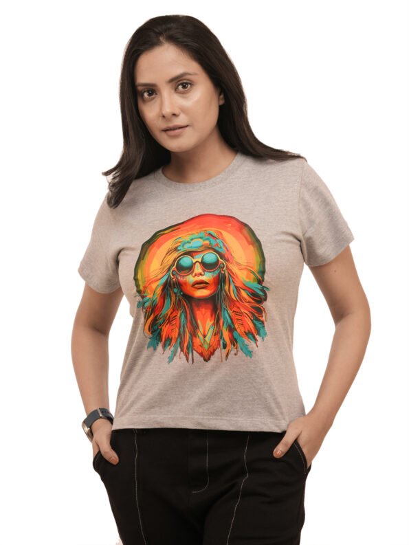 Women's Hippie Girl Graphic Printed Regular Tshirt