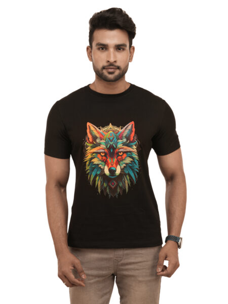 Men's Mexican Wolf Colored Graphic Printed Regular Tshirt