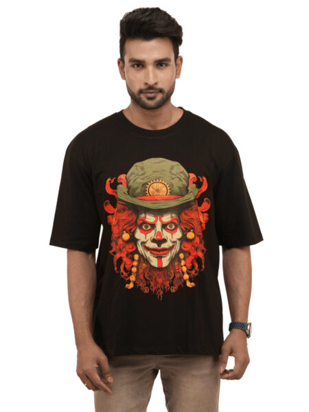 Men's Carnival Clown Graphic Printed Oversized Tshirt