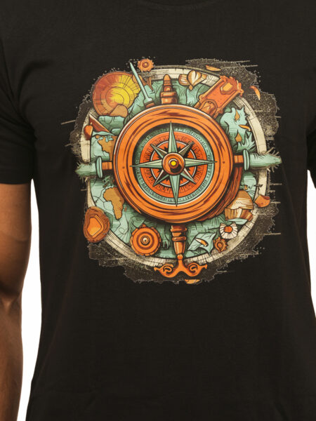 Men's Retro Compass Printed Regular Tshirt