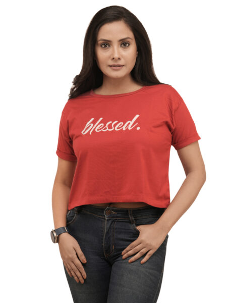 Women's Blessed Typography Crop Tops