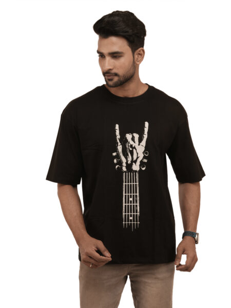 Men's Guitar Rocks Graphic Printed Oversized Tshirt