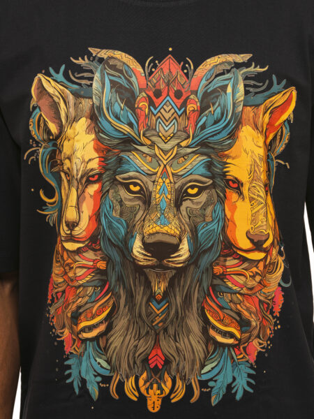 Men's Wolf Pack Graphic Printed Oversized Tshirt