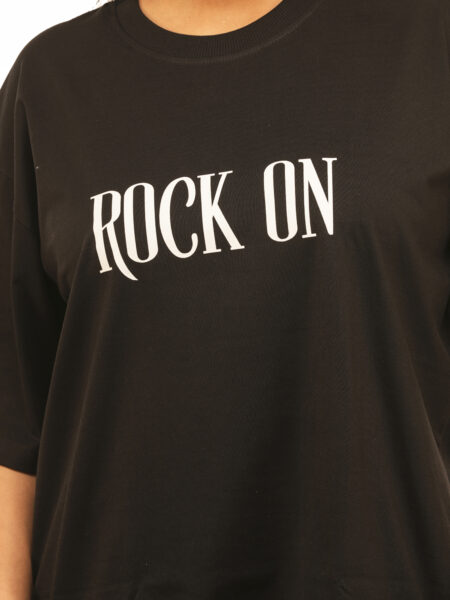 Women's Rock On Graphic Printed Oversized Tshirt