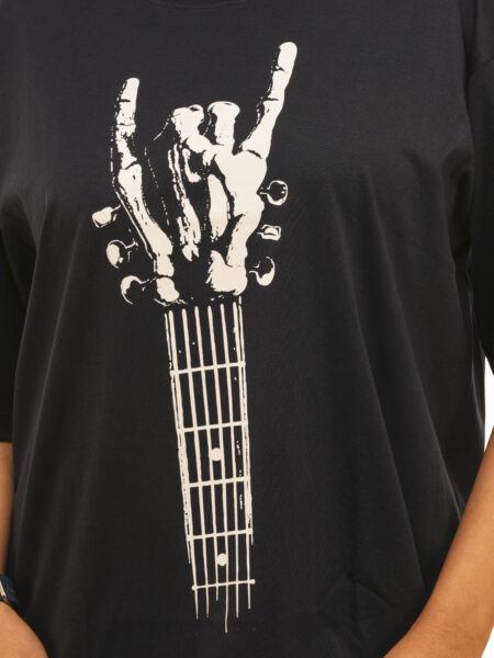 Women's Guitar Rocks Graphic Printed Oversized Tshirt