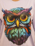 Women’s Nerdy Owl Graphic Printed Oversized Tshirt