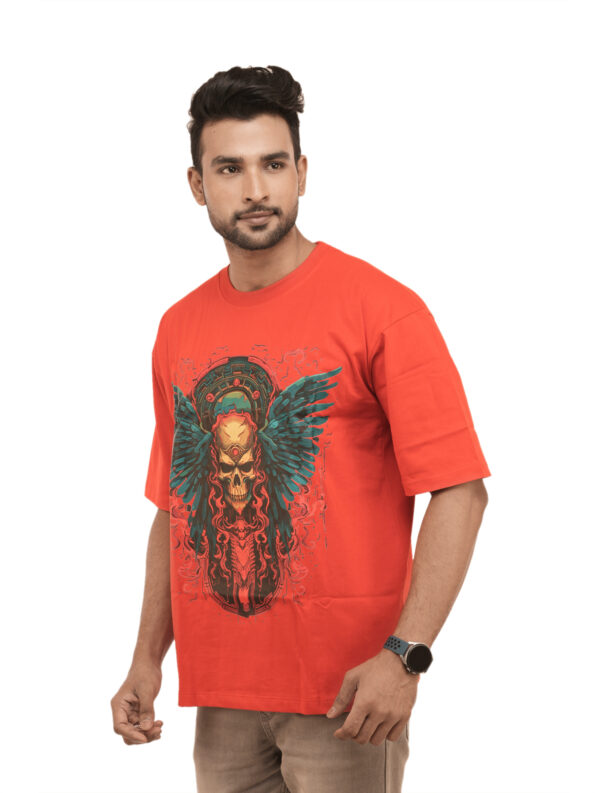 Men's Winged Skull Graphic Printed Oversized Tshirt