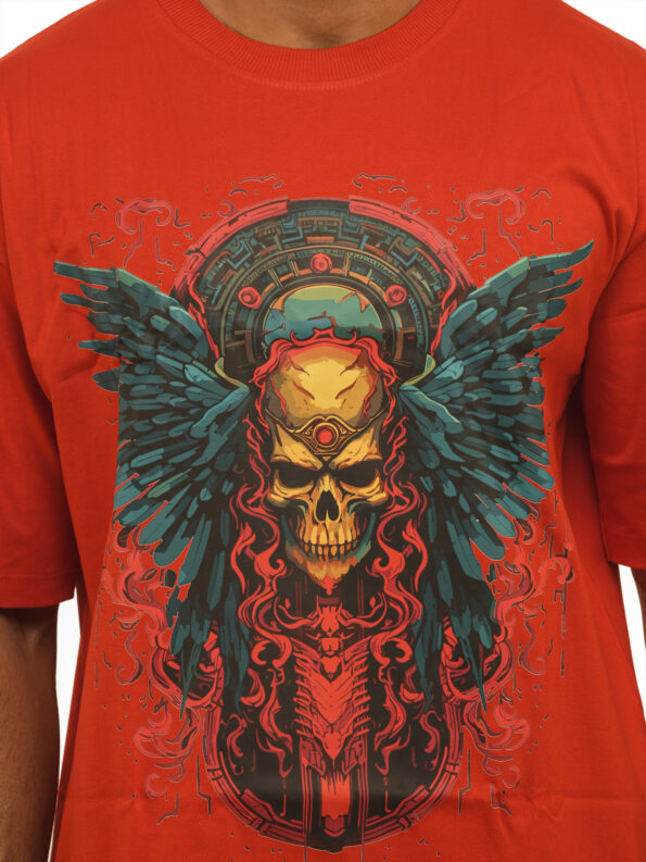 Men's Winged Skull Graphic Printed Oversized Tshirt