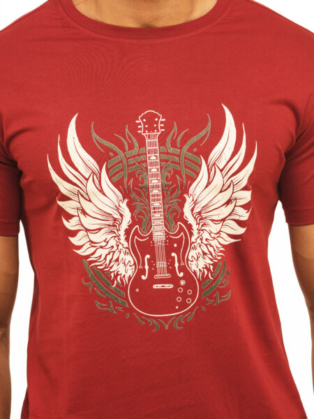 Men's Winged Guitar Graphic Printed Regular Tshirt